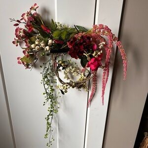 Pink Floral smal Hanging Wreath - Decorative Home Accent